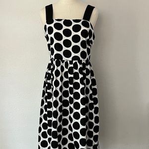 Who What Wear White Linen Blend Summer Dress Black Polka Dots S Small